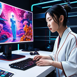 **

Prompt: AI co-creating with human artist, digital art, vibrant colors, futuristic studio, AI interface subtle, focus on collaboration, sparking creativity, innovative content creation, Japanese art style influence.

**
