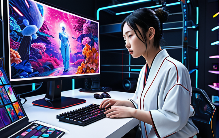 **

Prompt: AI co-creating with human artist, digital art, vibrant colors, futuristic studio, AI interface subtle, focus on collaboration, sparking creativity, innovative content creation, Japanese art style influence.

**