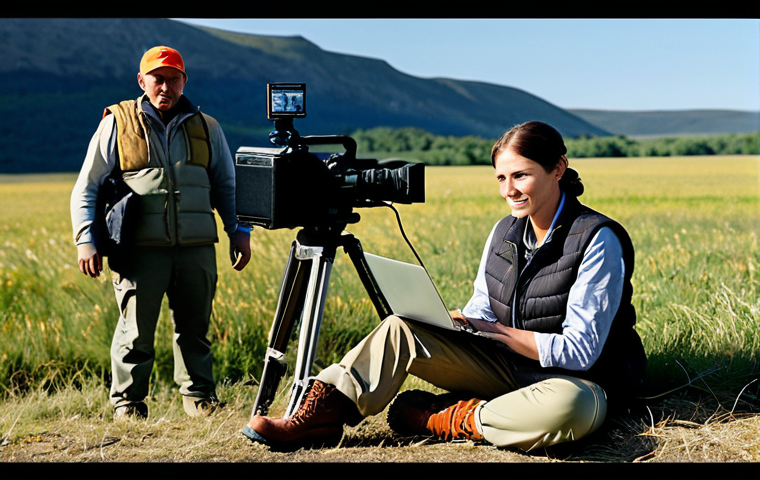 Documentary Producer**

A determined female documentary producer, fully clothed in practical, modest field attire (khaki pants, vest, comfortable boots), reviewing footage on a laptop in a mobile editing suite. Background: A remote, scenic location with filming equipment visible. Perfect anatomy, correct proportions, natural pose, professional lighting, safe for work, appropriate content, family-friendly.

**