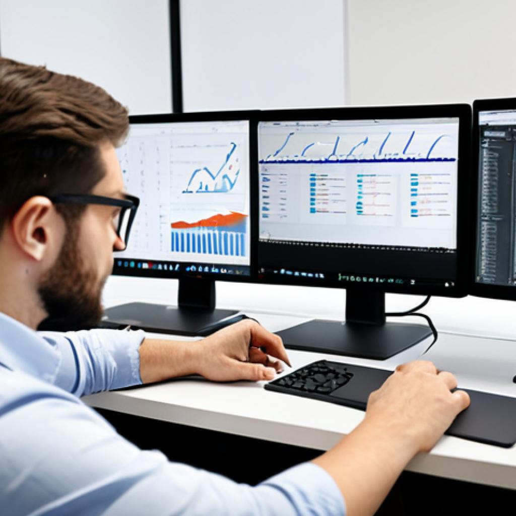 미디어 프로듀서의 주요 역할 - Planning & Innovation**
"A media producer in a modern office, surrounded by monitors displaying dat...