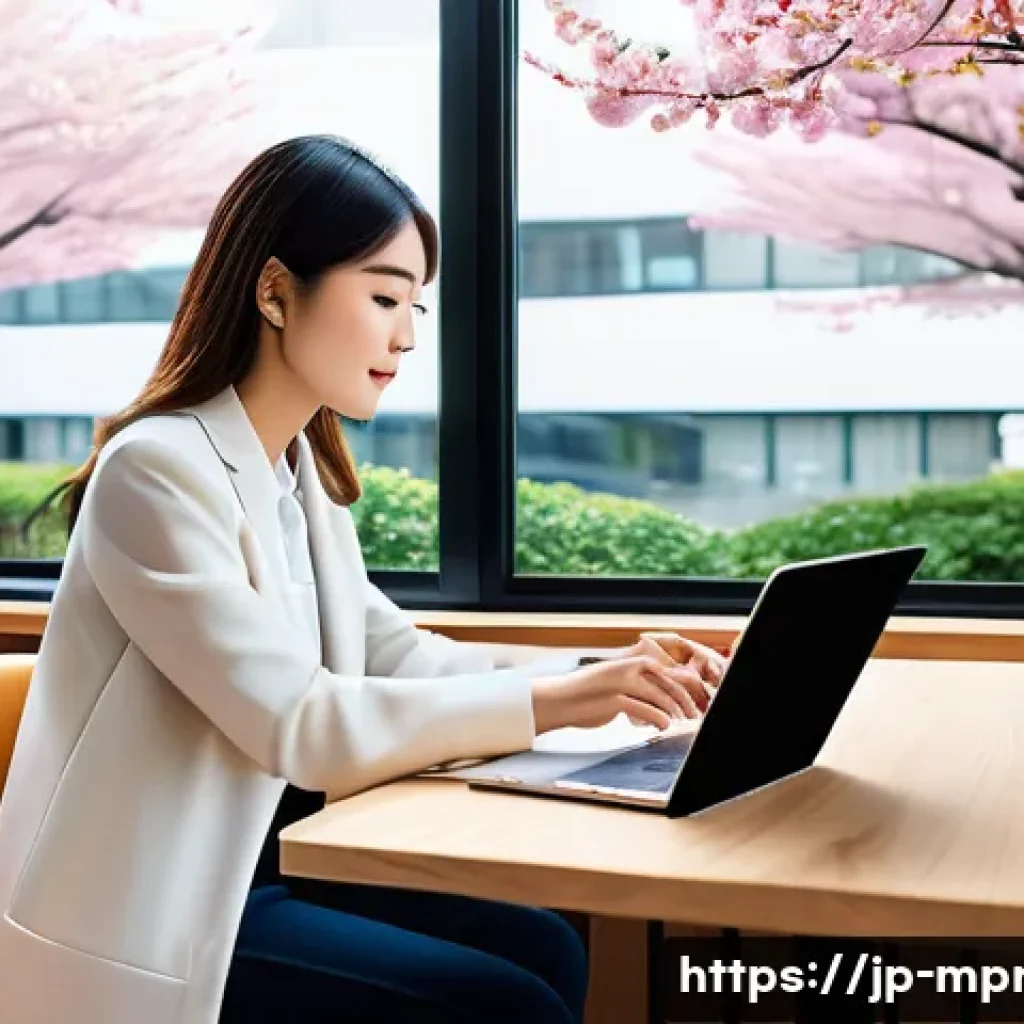 미디어 프로듀서 프리랜서로 일하기 - A modern freelance media producer working remotely at a cozy cafe in Tokyo, surrounded by a laptop, ...