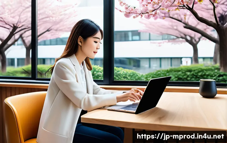 미디어 프로듀서 프리랜서로 일하기 - A modern freelance media producer working remotely at a cozy cafe in Tokyo, surrounded by a laptop, ...