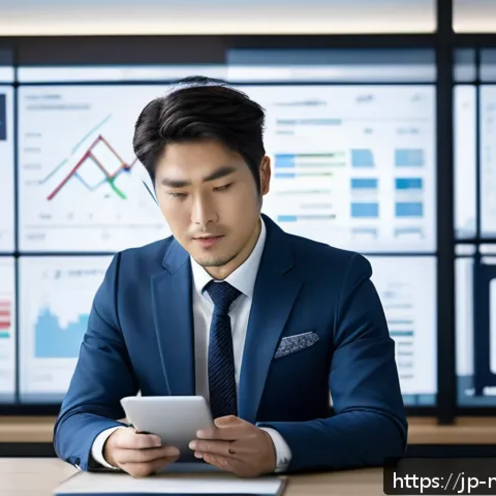 미디어 프로듀서 채용 공고의 핵심 분석 - A modern Japanese media producer in a stylish office environment, thoughtfully balancing creative br...